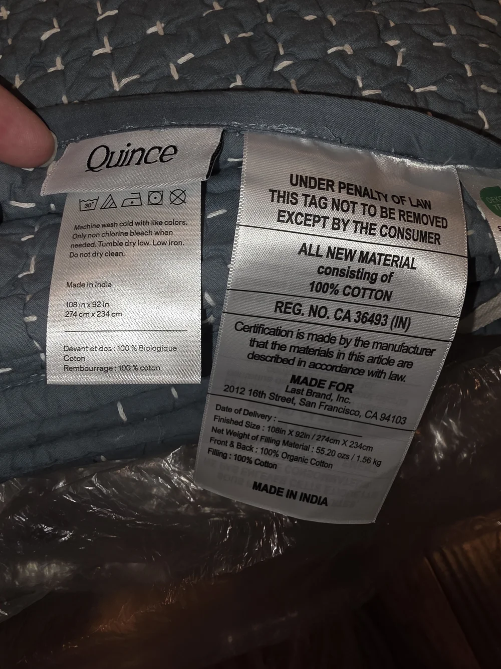 Quince European Linen Cotton Stitch Set - King/Cal-King - Ocean Blue
